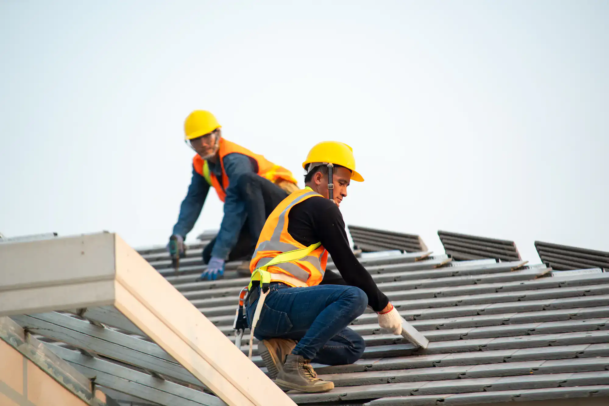 Roof framing and carpentry work for home improvement projects.